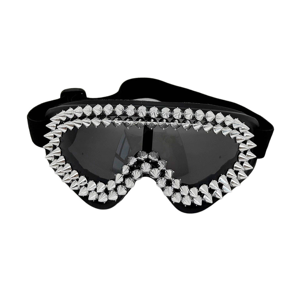 Trendy punk glasses gothic style studded spikes
