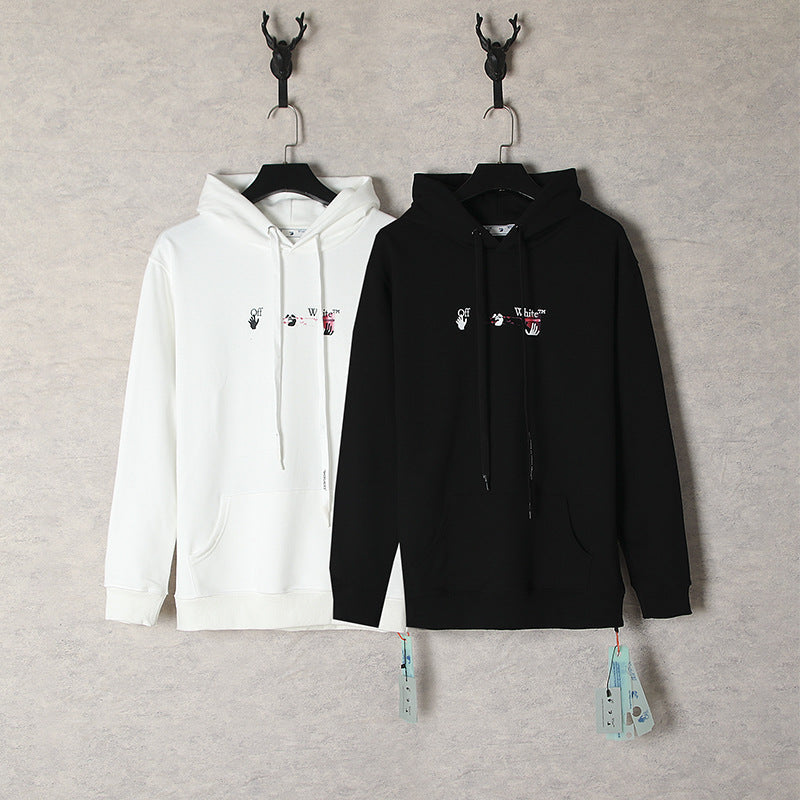 OW  hoodie acrylic hand painted graffiti arrow pattern pullover hooded