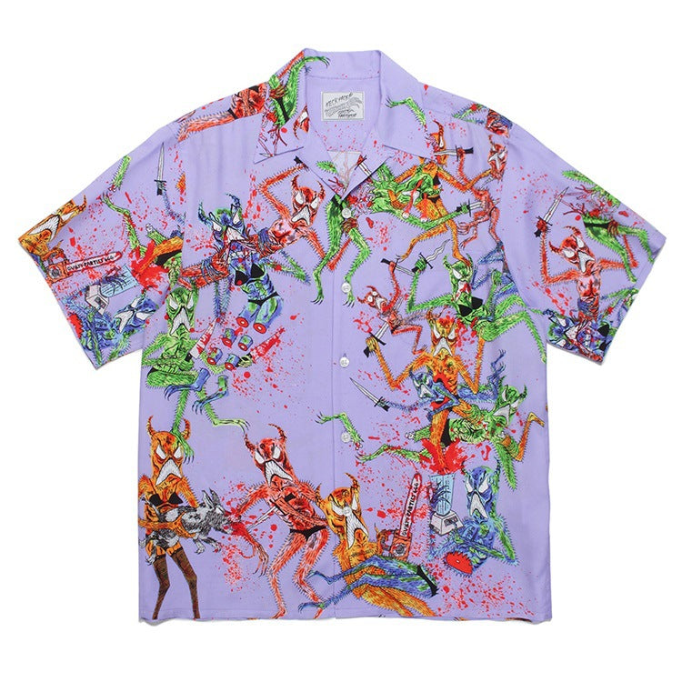GUILTYPARTIES TIGER Shirts Anniversary Limited Ghost Graffiti Devil Angel Hawaiian Short Sleeve Shirt Men