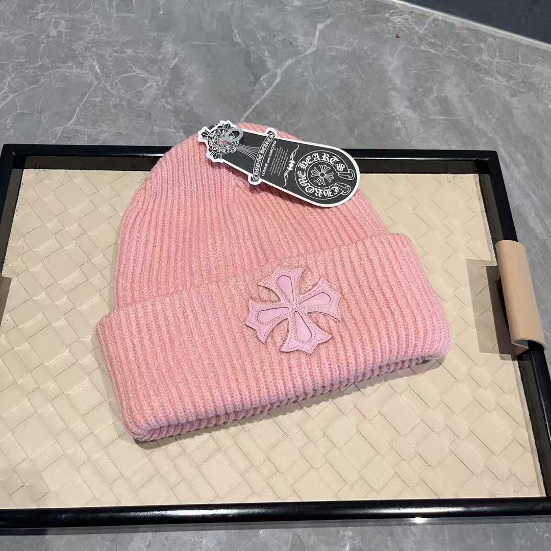 Chrome Hearts Knit Hat - Warm, Casual, Trendy Winter Streetwear Fashion Versatile Jacquard Wool Hat European and American Casual Warm Cold Hat Cross-border Knitted Hat Xiaoxiang Hat