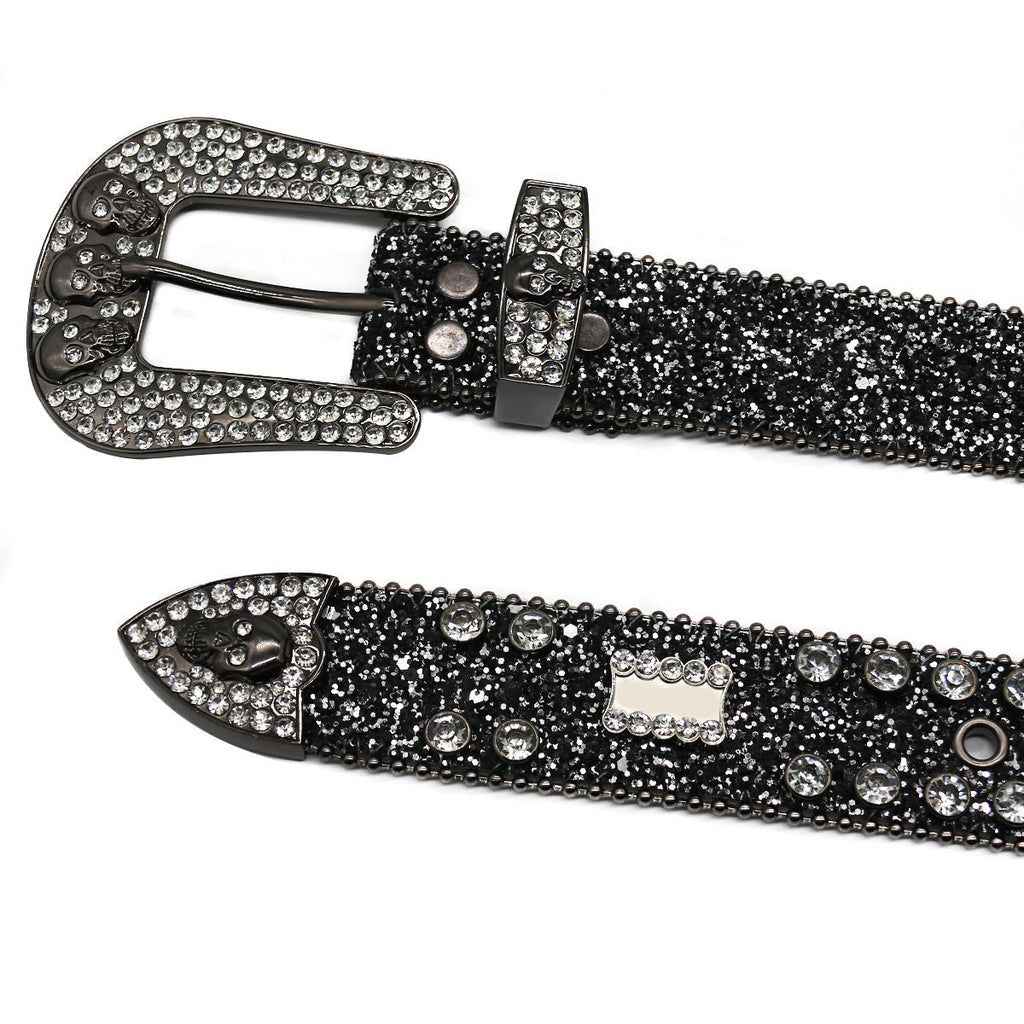 Hip-hop punk rhinestone belt skull