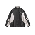 Unisex Jacket Retro Patchwork Contrast Color Stand-up Collar Jacket Men Spring and Autumn Coat