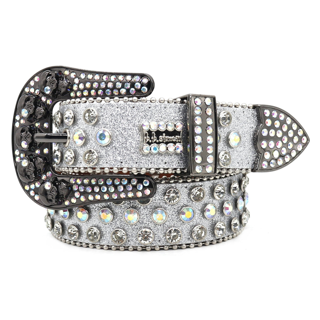 Hip-hop punk rhinestone belt skull y2k punk wide belt
