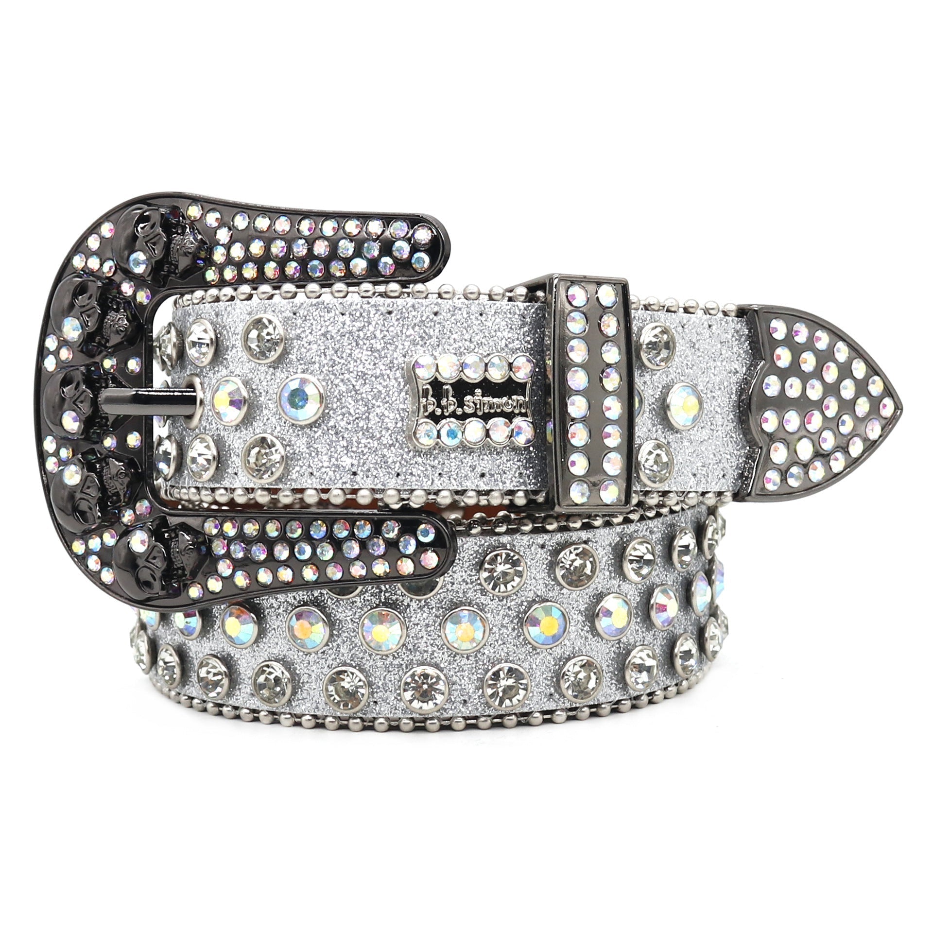 Hip-hop punk rhinestone belt skull y2k punk wide belt