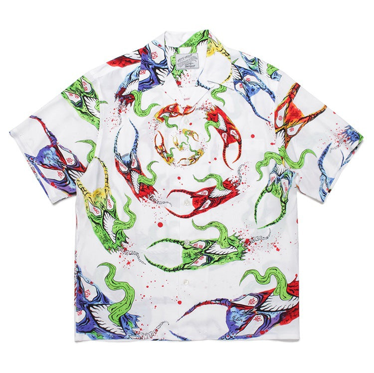 GUILTYPARTIES TIGER Shirts Anniversary Limited Ghost Graffiti Devil Angel Hawaiian Short Sleeve Shirt Men