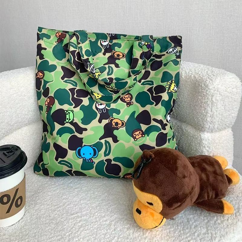 Bathing Ape Bape Bag Blue-green camouflage little monkey cartoon doll, storage handbag