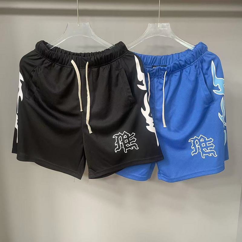 Mixed Emotion Shorts Flame Print Mesh Sports Quick-Drying Basketball Pants Mesh Pants