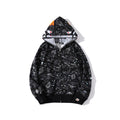 Bathing Ape Hoodie Luminous Starry Sky Two-Hat Cardigan Zipper Velvet Shark
