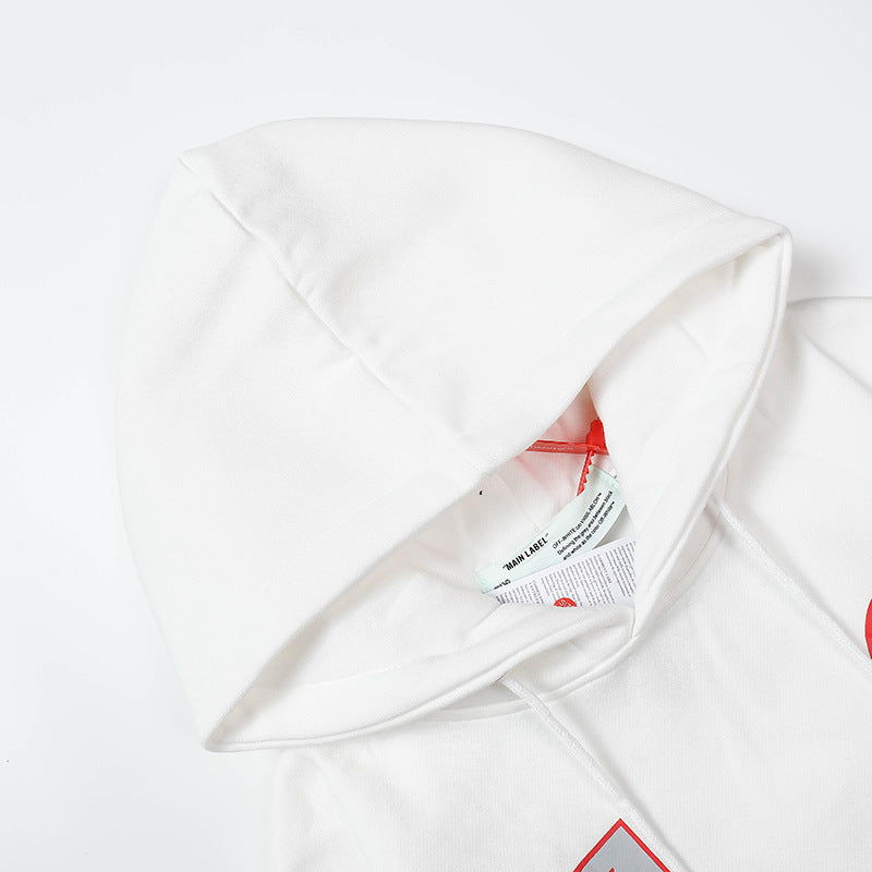 OW hoodie Alphabet Arrow Pattern Fleece Hood