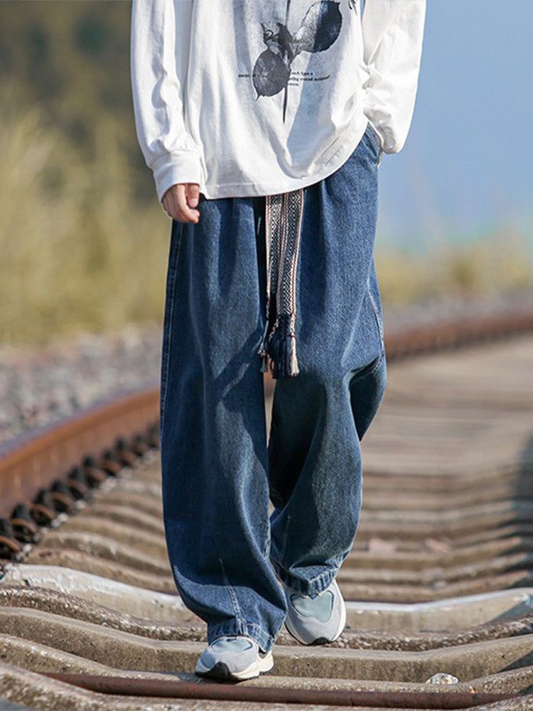 Men Jeans Vintage Jeans Men's Loose plus Size Oversize Pants Straight Wide Leg Pants