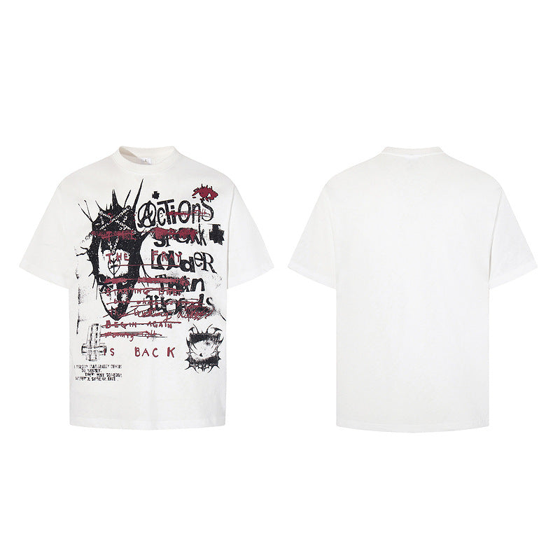 High-quality pure cotton T-shirt high street punk subculture teen