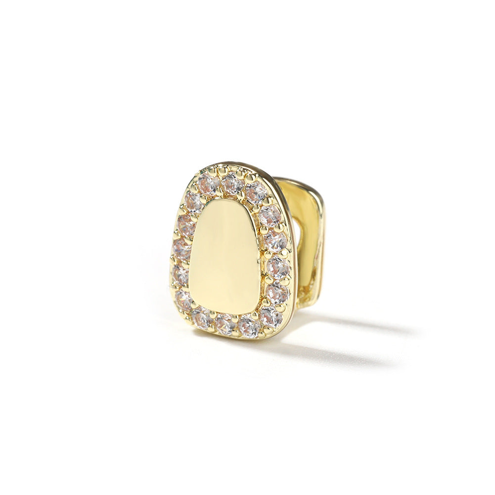 Grillz Micro Zircon Hip Hop Braces Real Gold Single Big Gold Teeth
