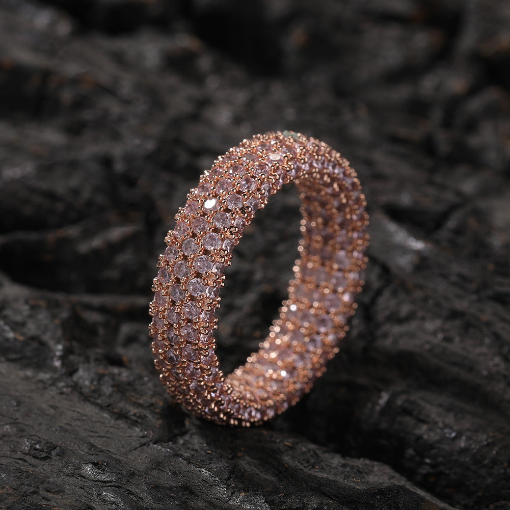 Rings Copper Zircon Full Diamond Ring hiphop Spectrum Royalty