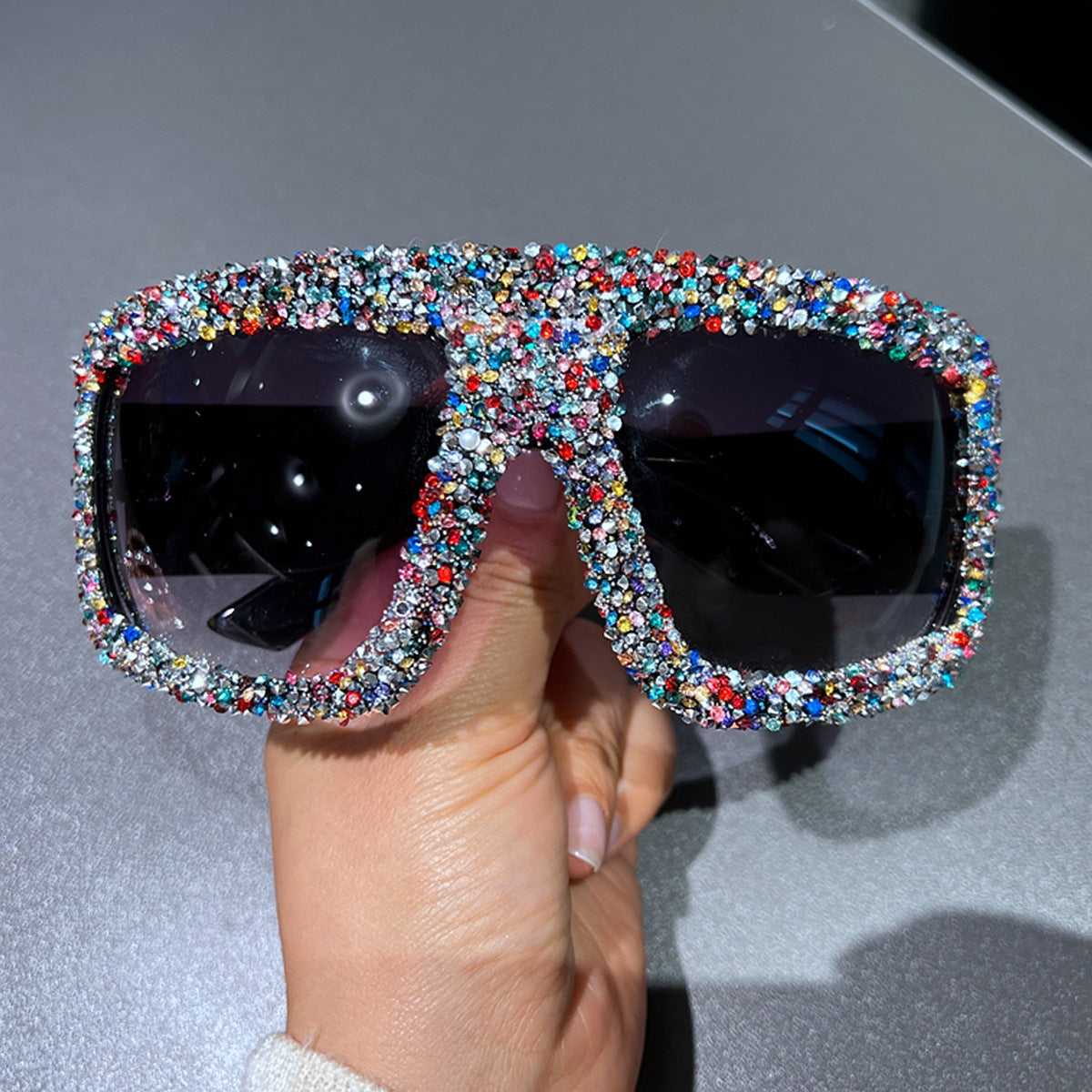 Trendy punk glasses large frame