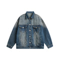 Unisex Jacket Vintage Worn Looking Washed-out Denim Jacket Loose Denim Jacket