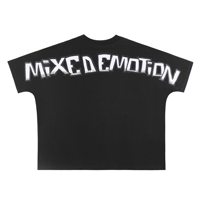 Mixed Emotion T-Shirt Crew Neck Loose Short Sleeve