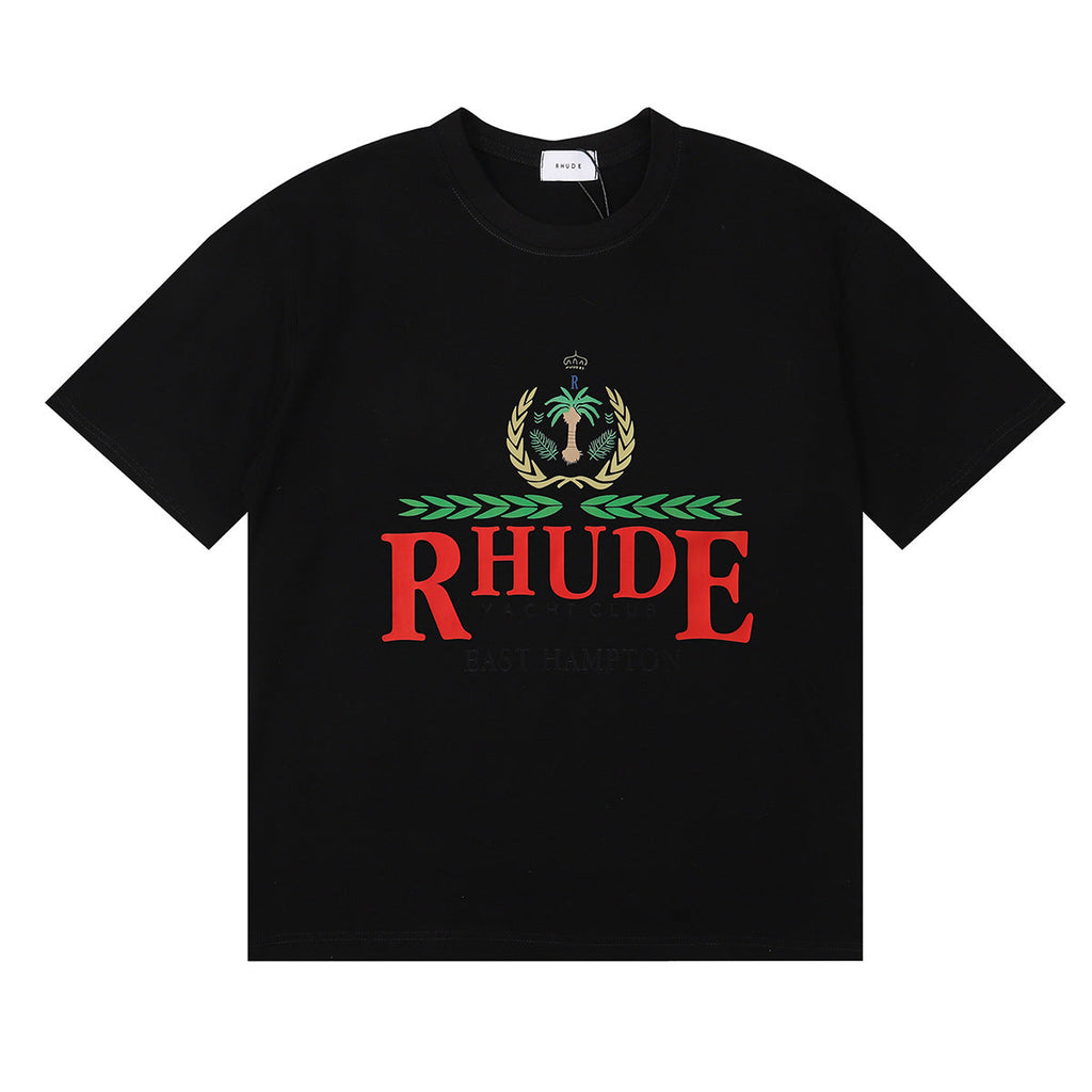 Rhude T Shirt Sailing Letter Coconut Logo Short Sleeve T-Shirt