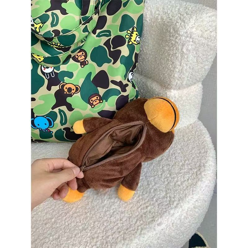 Bathing Ape Bape Bag Blue-green camouflage little monkey cartoon doll, storage handbag