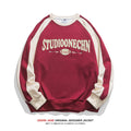 Men Pullover Hoodie Spring Patchwork Sweater Men Couple Letters round Neck Loose All-Match