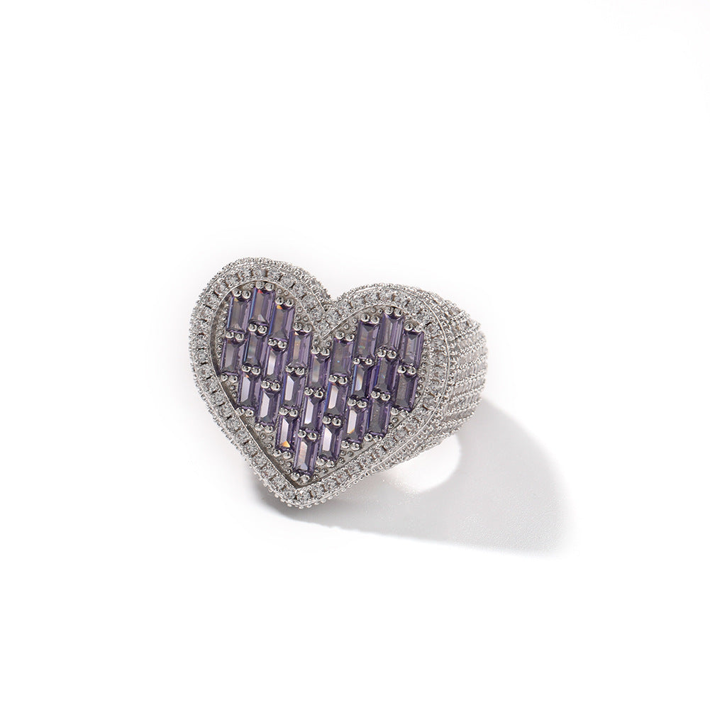 Rings Ring Personality Hip Hop T-Party Love Zircon St. Valentine's Spectrum
