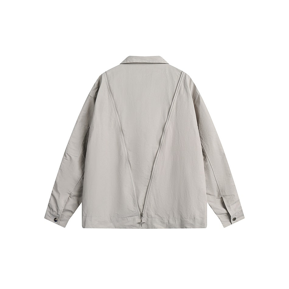 Unisex Jacket Zipper Decorations Loose Lapels Jacket Men's and Women's Wide Coat