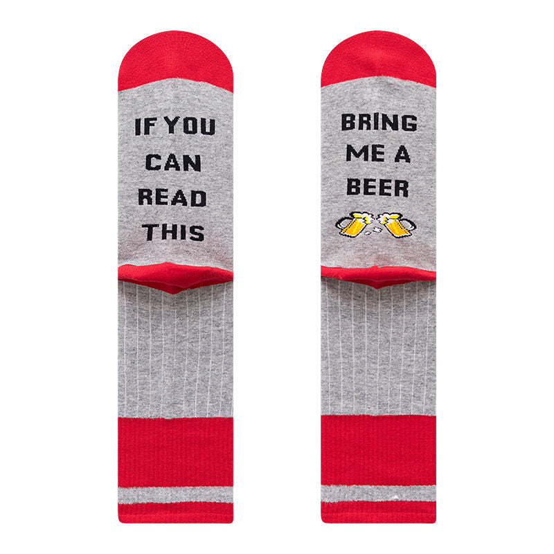 Men socks embroidered cotton knee socks