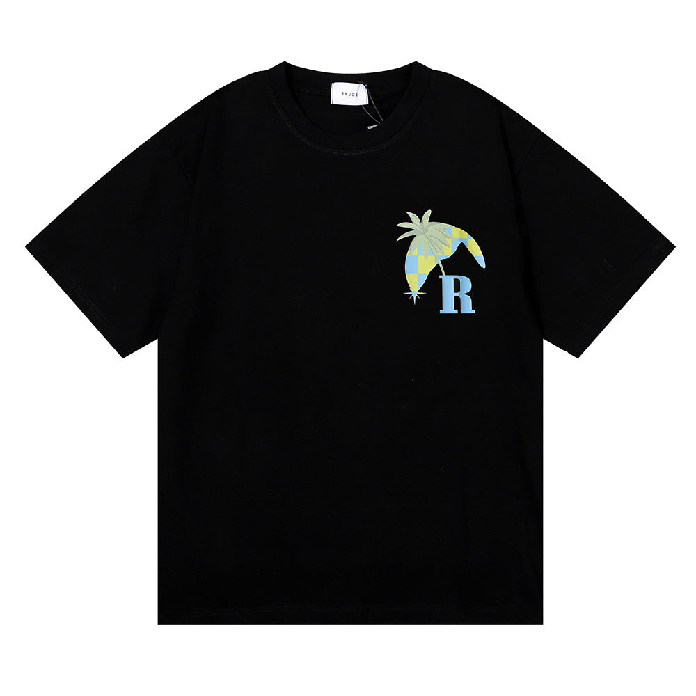 Rhude T Shirt Sunset Coconut Racing Printed Short Sleeve T-Shirt