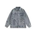 Unisex Jacket Vintage Worn Looking Washed-out Denim Coat Jacket