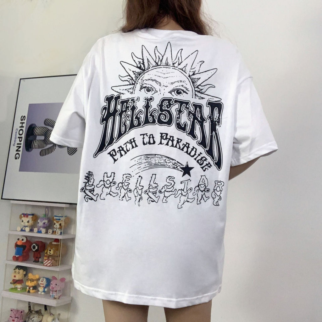 HS T Shirt Color Spiral Print Casual Loose