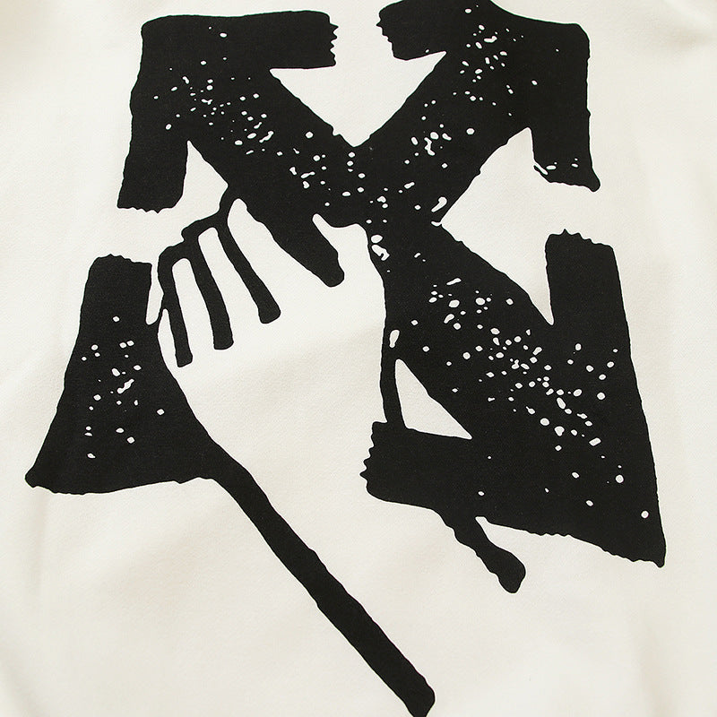 OW hoodie with a fleece hood with a palm globe arrow pattern