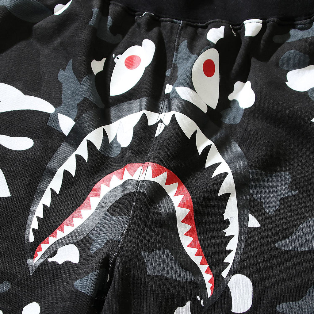 Bathing ape Bape Shorts camouflage luminous shark terry straight beach pants