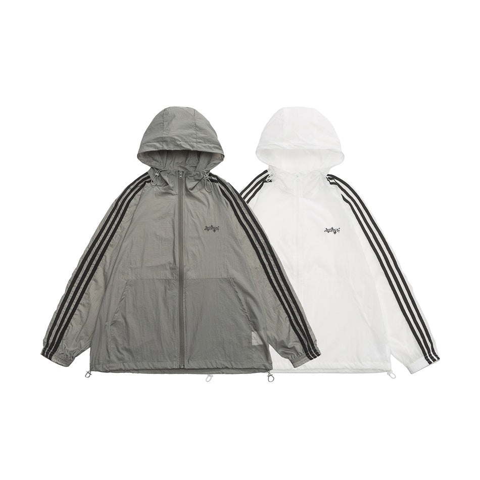 Unisex Jacket Vintage Sports Jacket Loose Hooded Sunscreen Coat