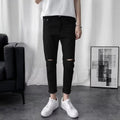 Men Jeans Summer Thin Black Ripped Jeans