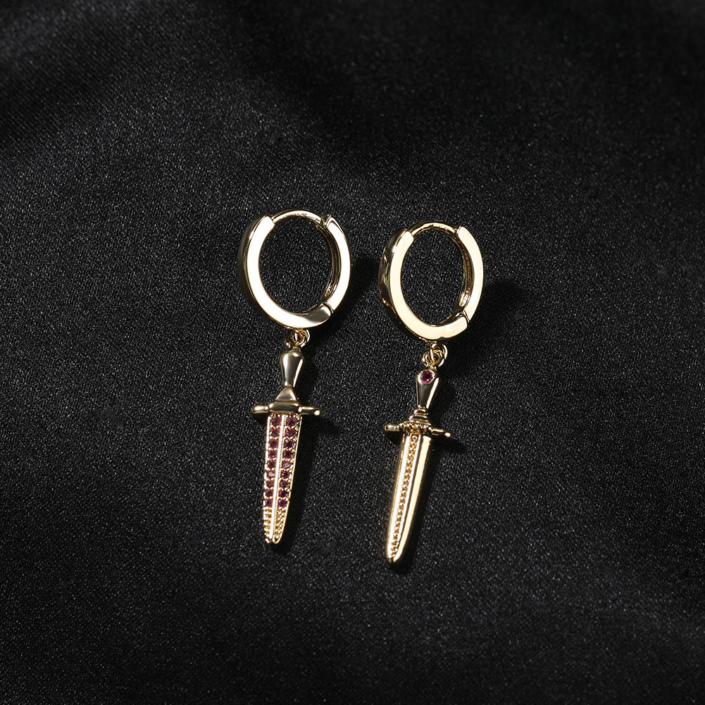 Earrings Zircon Sword Pendant Earrings Spectrum Armament