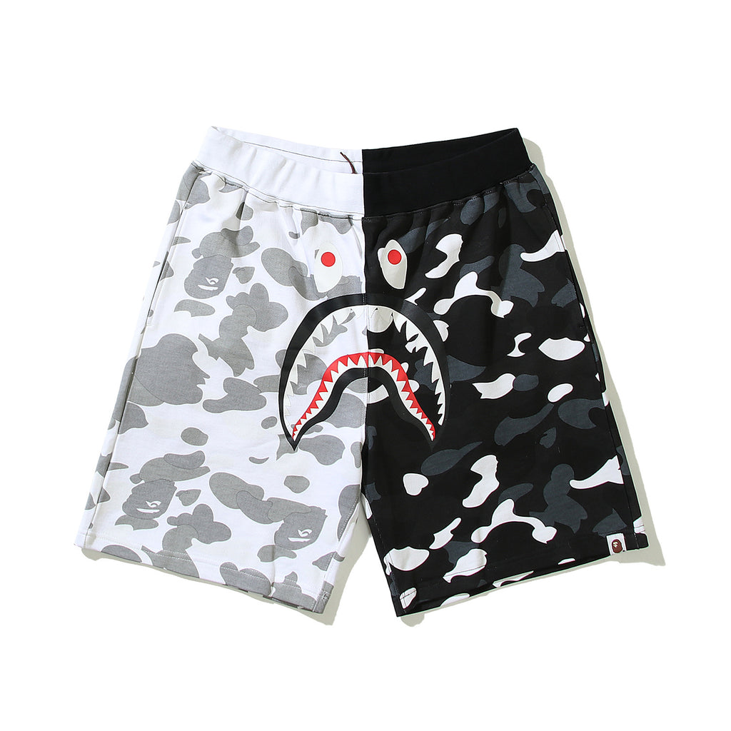 Bathing ape Bape Shorts Yin Yang luminous shark five-point pants straight beach pants