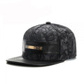 Trendy flat brimmed snapback hats metal inlay