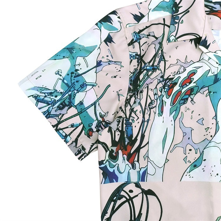 GUILTYPARTIES TIGER Shirts 23SS Ghost in the Shell joint print, Hawaiian short-sleeved shirt men