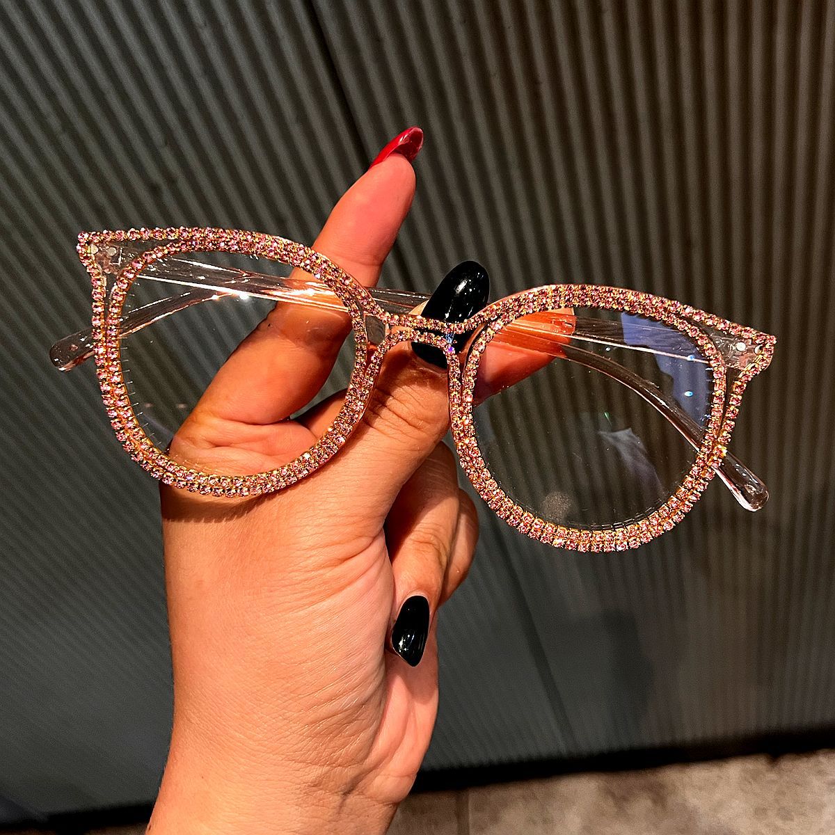 Trendy punk glasses diamond retro anti-blue light