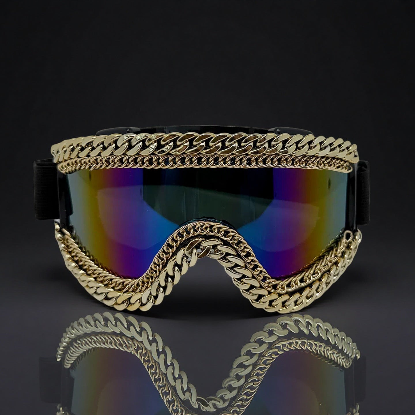 Trendy punk glasses metal chain
