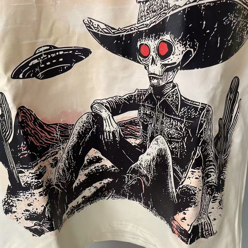 Mixed Emotion T-Shirt Alien~ Paleo Print Summer~~ Short Sleeve