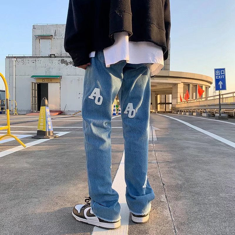 Men Jeans Retro Pants Black Jeans