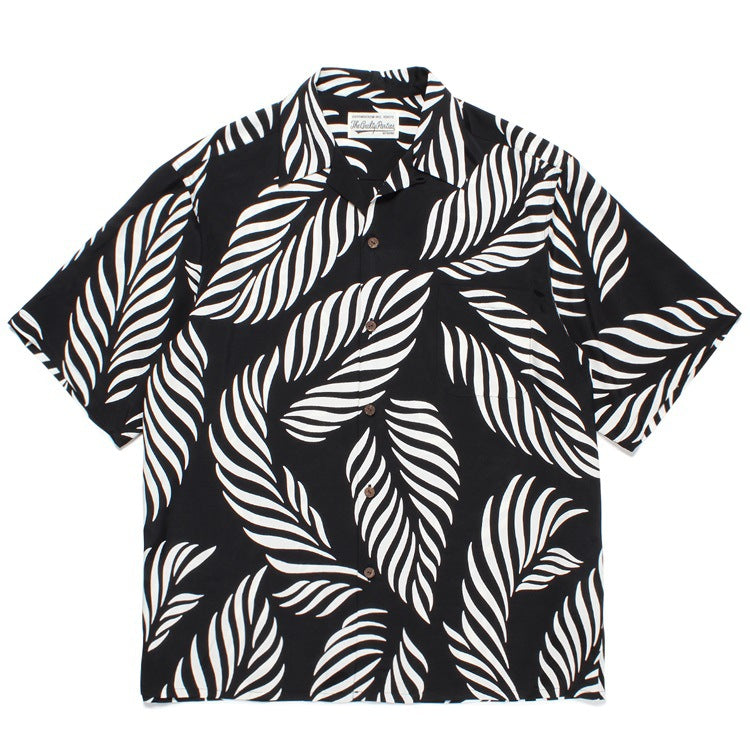 GUILTYPARTIES TIGER Shirts 23SS LEAF ALOHA Leaf Full Print Hawaiian Short Sleeve Shirt Men