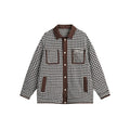 Unisex Jacket Autumn Winter Retro Houndstooth Jacket Loose Lapels Coat