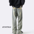 Men Jeans Spring Retro Straight-Leg Pants