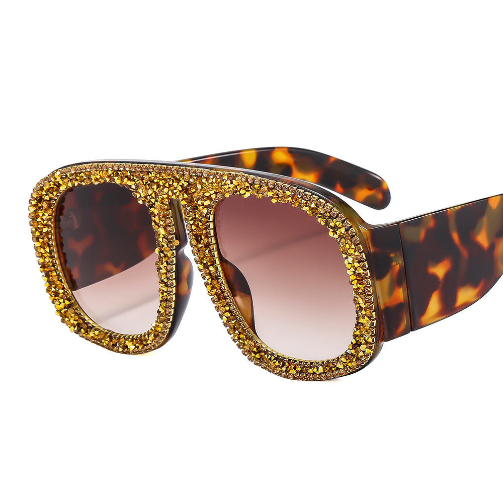 Trendy punk glasses with diamonds