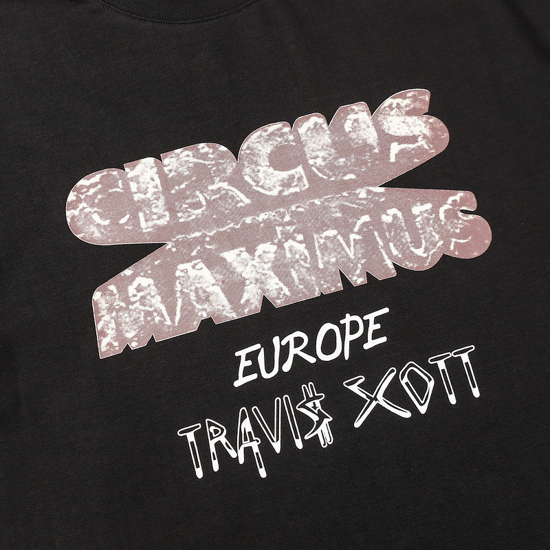 Travis Scott T-Shirt Travis Scott 24ssTOUR EUROPE Crew Neck Short Sleeve