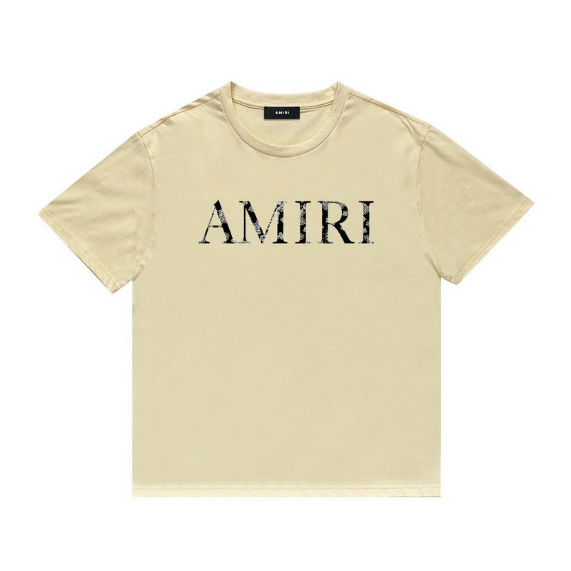 Amiri T Shirt Lettered Casual Hip Hop round Neck Short Sleeve T-shirt