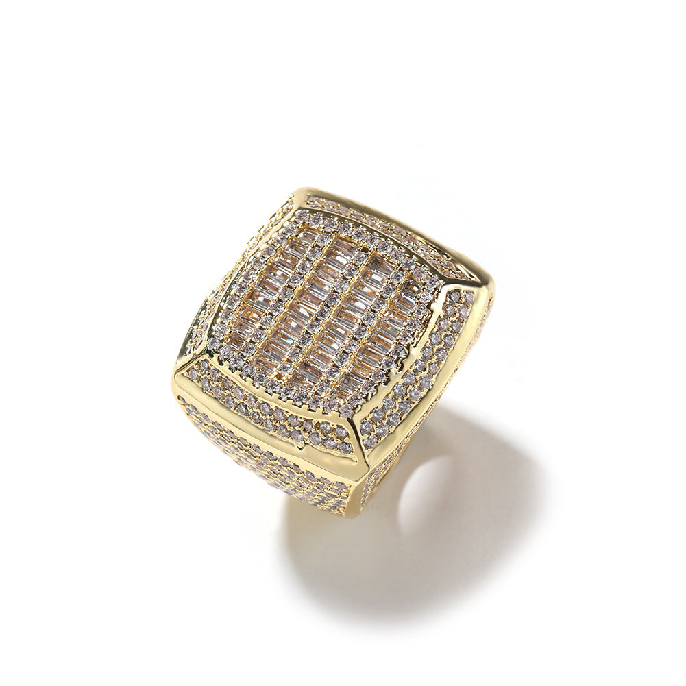 Rings Vintage Square Diamond Set Hip Hop Finger Ring Spectrum Royalty