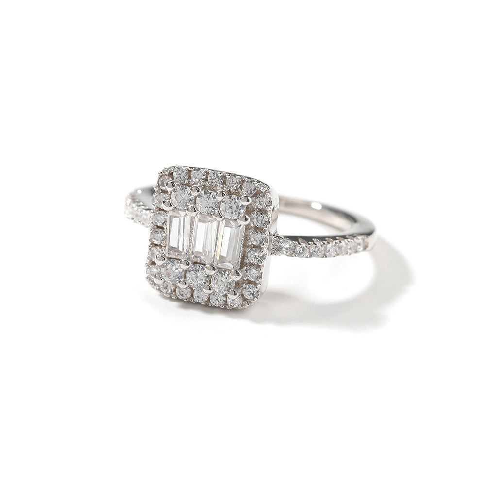 Rings Silver Square Zircon Ring ins St. Valentine's Spectrum