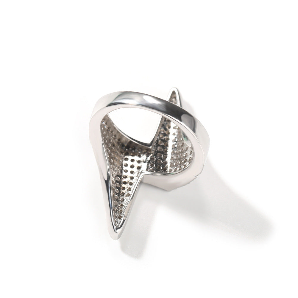 Rings Three-dimensional Lightning Ring Copper set with 5A Zircon Spectrum